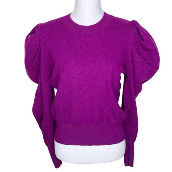 Ulla Johnson Marin Hibiscus Purple Wool Puff Juliette Sleeve Pullover Sweater - Picture 3 of 8